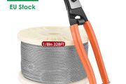 Stainless Steel Cable T316 1/8" 100m,Aircraft Deck Railing,7x7 Strands Construction,Rustproof break strength 650kg,Cutter Cable