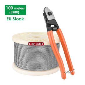 Stainless Steel Cable T316 1/8" 100m,Aircraft Deck Railing,7x7 Strands Construction,Rustproof break strength 650kg,Cutter Cable