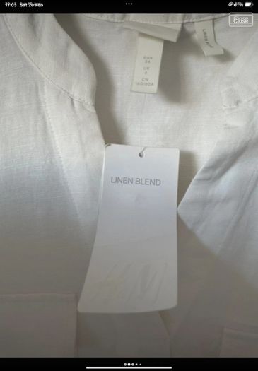 dress bnwt H&M white linen dress oversized uk 6 fit 8/10 shirt dress