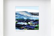 The Aviva Stadium, Dublin [purple], 8.5 inch sq framed print by artist Helen Mathews
