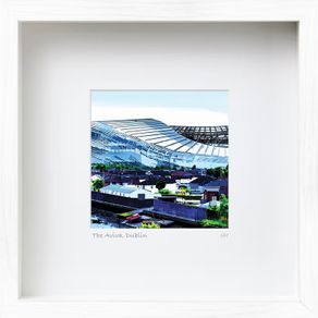 The Aviva Stadium, Dublin [purple], 8.5 inch sq framed print by artist Helen Mathews