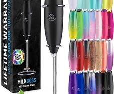 Powerful Milk Frother Handheld Foam Maker for Lattes - Whisk Drink Mixer for Coffee, Mini Foamer for Cappuccino, Frappe, Matcha, Hot Chocolate by Milk Boss