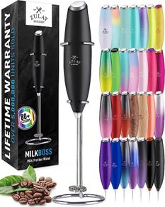 Powerful Milk Frother Handheld Foam Maker for Lattes - Whisk Drink Mixer for Coffee, Mini Foamer for Cappuccino, Frappe, Matcha, Hot Chocolate by Milk Boss