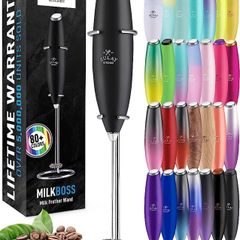Powerful Milk Frother Handheld Foam Maker for Lattes - Whisk Drink Mixer for Coffee, Mini Foamer for Cappuccino, Frappe, Matcha, Hot Chocolate by Milk Boss