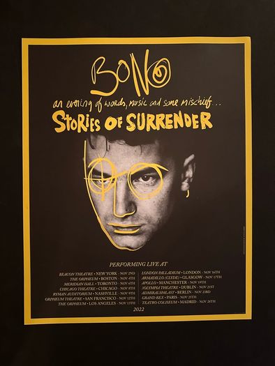 Bono stories of surrender official poster / as new U2