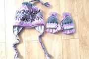 warm set wool hat &amp; gloves adult size purple