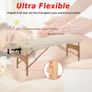 Portable Massage Bed, Foldable Spa Beauty Massage Table with 2 Sections, Carry Bag and Wooden Frame, Cream White Image 5