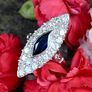Large Antique Sapphire & Diamond Marquise Ring Image 5