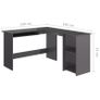 L-Shaped Corner Desk High Gloss Grey 120x140x75 cm Chipboard Image 6