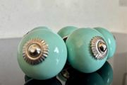Turquoise ceramic knobs (x5) with silver details