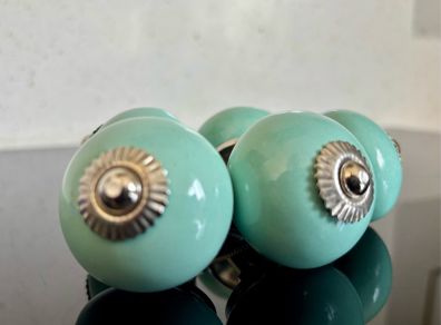 Turquoise ceramic knobs (x5) with silver details