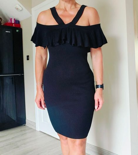 Mini knitted black dress APRICOT, SIZE 10
