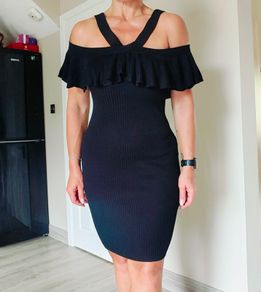 Mini knitted black dress APRICOT, SIZE 10