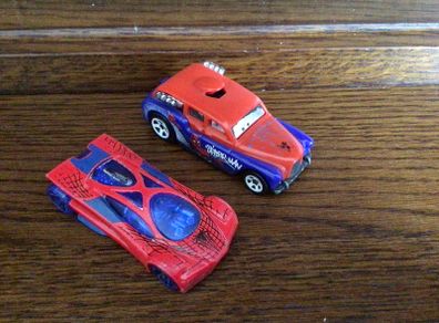 2 Hot Wheels Mattel Spiderman cars