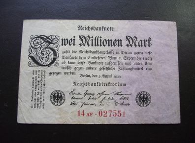 Germany. Reichsbanknote. 2 Millionen Mark (9.8.1923)