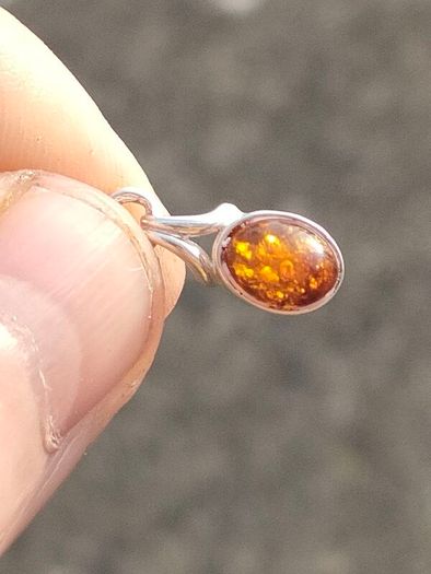 Sterling Silver Amber Pendant set
