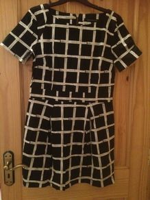 French Connection black paint check dress
