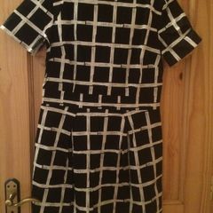 French Connection black paint check dress