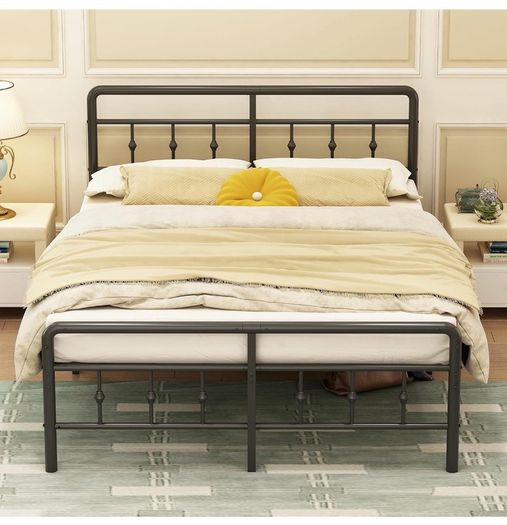 King Size Bed Frame with Victorian Headboard and Footboard