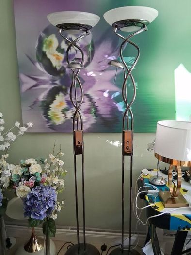2 Bronze metallic tall floor lamps