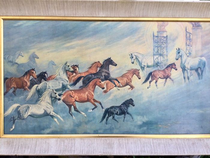 Large Framed Galloping Horses Print