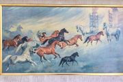 Large Framed Galloping Horses Print