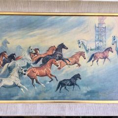 Large Framed Galloping Horses Print