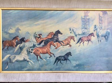 Large Framed Galloping Horses Print
