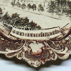 MUSEUM CONDITION Josef Strnact Austria Majolica Ceramic Wall Plaque Antique Cork International Exhibition 1902 Commemorative Plate