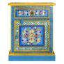 Bedside Cabinet Solid Mango Wood Turquoise Hand Painted Image 4