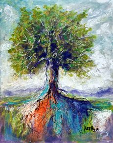 Original Green Tree of Life on 40x50cm Canvas
