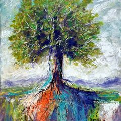 Original Green Tree of Life on 40x50cm Canvas