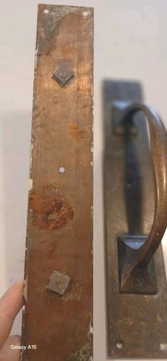 Pair Vintage Solid Brass 12" Pull Door Handles