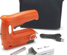 Cordless 4V Nail Gun with Storage Bag & 2,000 Staples, Uses Type 53 Staples & 180 Nails