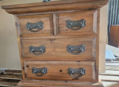 Mexican Corona-style rustic pine 2-over-2 chest of drawers
