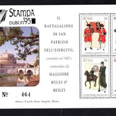 1995 Ireland Stampa Public Souvenir Military Uniforms (Myles O'Reilly Booklet Pane) Commemorative Stamps Booklet Pane Overprinted for Stampa Mint Never Hinged (MNH)