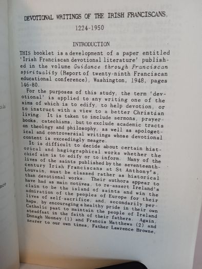 Devotional Writings of the Irish Franciscans 1224-1950 by Fr Canice Mooney(HQ713)