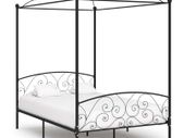 Canopy Bed Frame Black Metal 120x200 cm