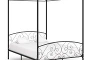 Canopy Bed Frame Black Metal 120x200 cm