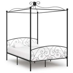 Canopy Bed Frame Black Metal 120x200 cm