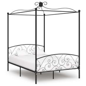 Canopy Bed Frame Black Metal 120x200 cm