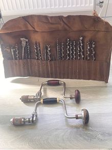Vintage Hand Brace Drills & Auger Bit Set