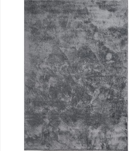 Area Rugs  Soft, Short Pile Monochrome Carpets - Anti-Slip Backing, Machine Washable, Modern Fluffy Rugs for Living Room, Bedroom, Kitchen, Enterance - Anthracite, 60x110 cm