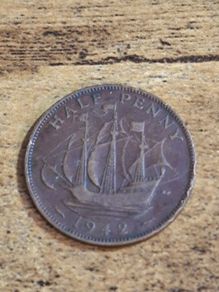 Great Britain UK 1942 Half Penny George VI Coin - free standard postage