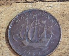 Great Britain UK 1942 Half Penny George VI Coin - free standard postage