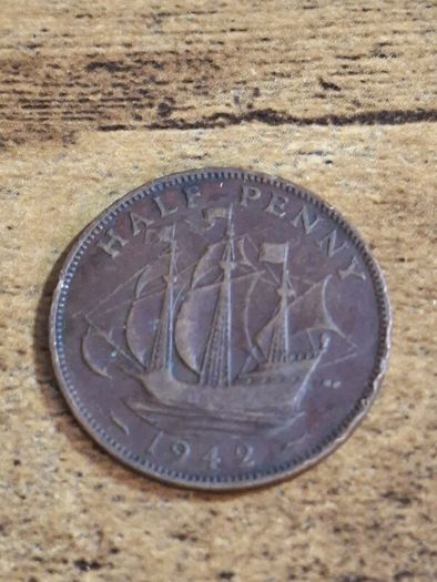 Great Britain UK 1942 Half Penny George VI Coin - free standard postage