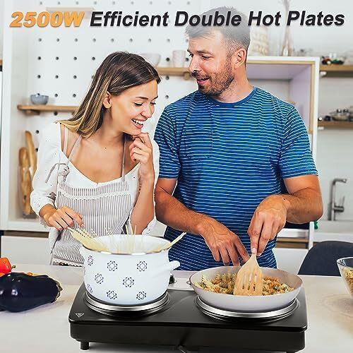 Electric Hobs 2500W Electric Hot Plates for Cooking Portable Hob with 2 Cast Iron Rings/with Dual Temperature Control