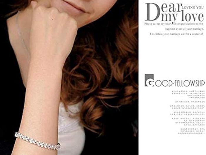 Bracelets for Women Crystal Zircon Roman Style White Silver Plated CZ Classic Tennis Bracelet