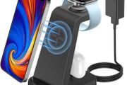 3 in 1 Wireless Charging Station, Wireless Charger for iPhone 14/14 Plus/14 Pro/13/12/11, Wireless Charging Stand Dock for Apple Watch 8/Ultra/7/6/SE, AirPods 3/2/1/pro (with Adapter), Black