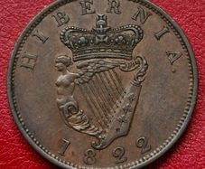 Ireland Hibernia Penny 1822 - King George IV coin